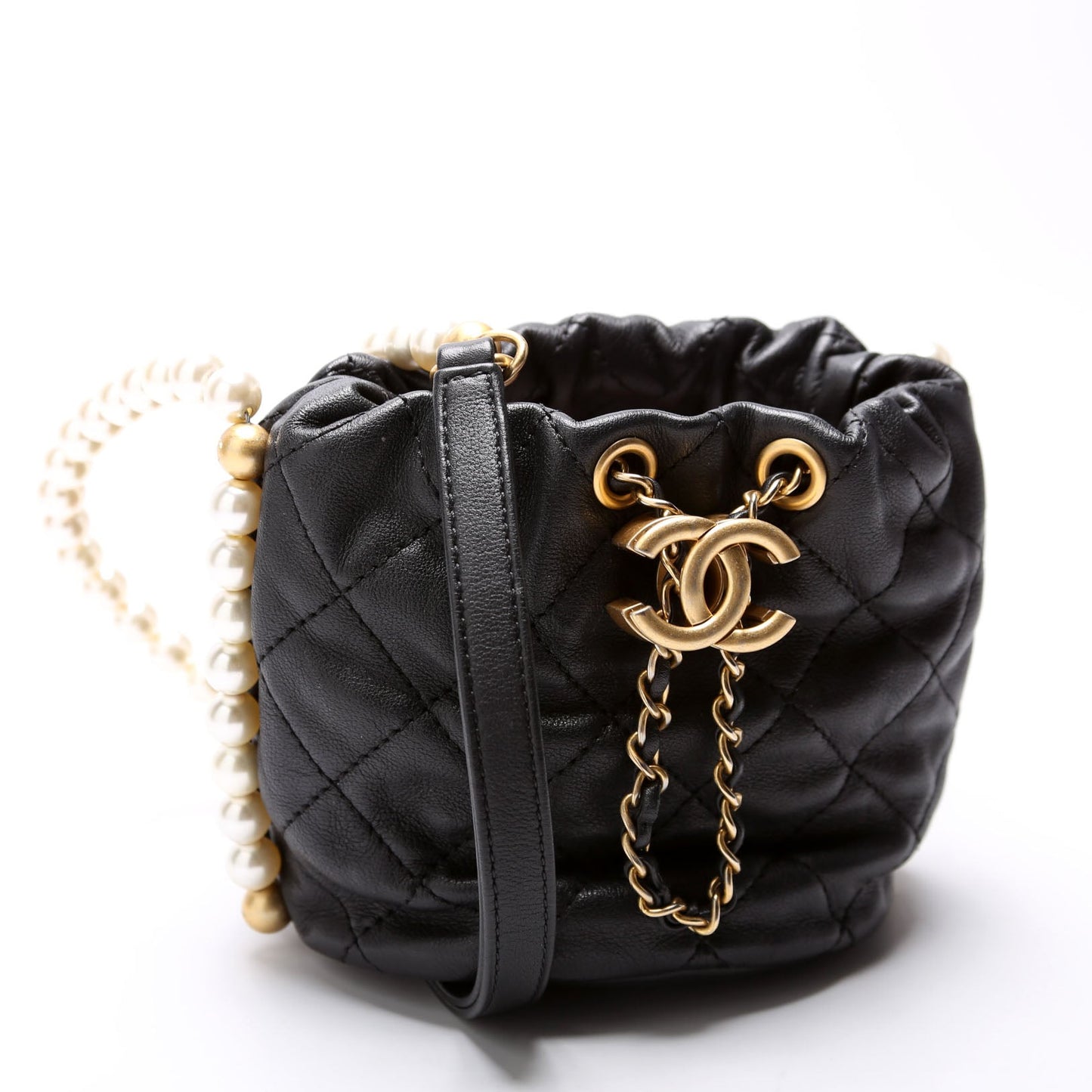 Chanel About Pearls Bucket Mini Calfskin 31M Black Bag