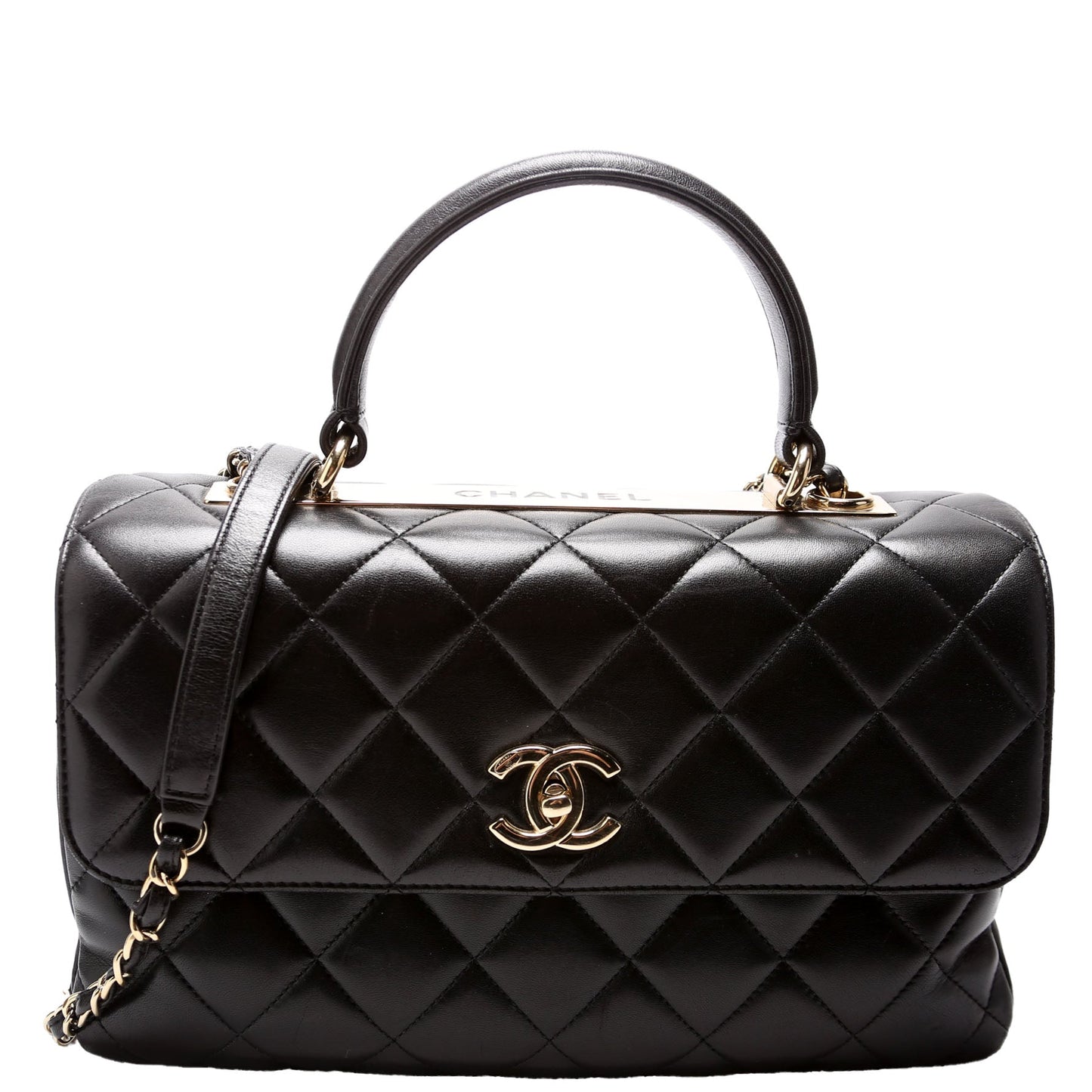Chanel Trendy Top Handle Medium Lambskin 24M Black Bag