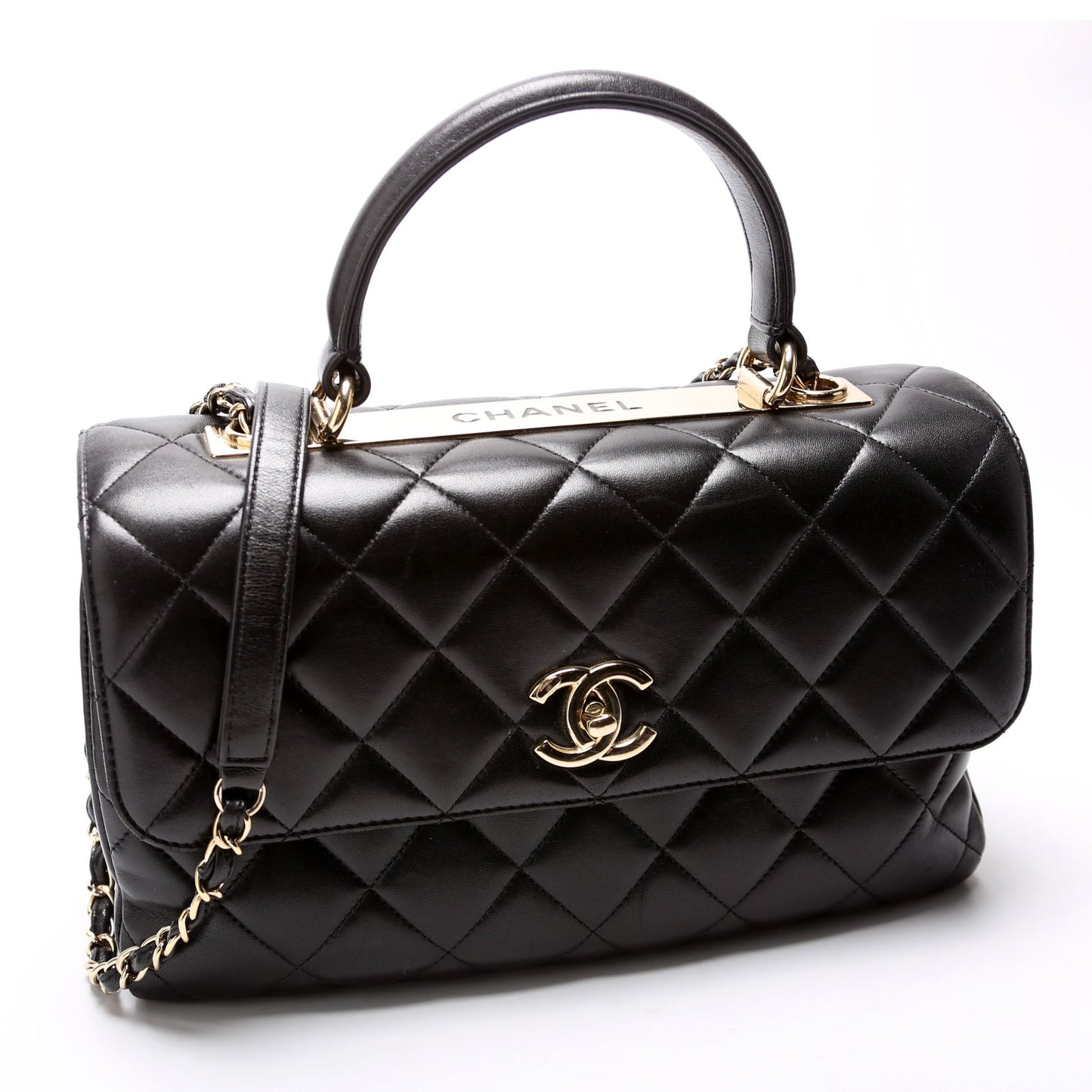 Chanel Trendy Top Handle Medium Lambskin 24M Black Bag