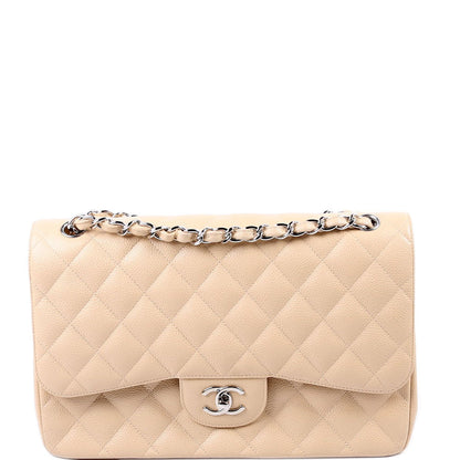 Chanel Classic Flap Jumbo Caviar 14-16M Nude Bag