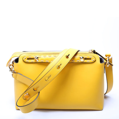 Fendi 8BL146 By the Way Medium Boston Calfskin Whipstitch Yellow Bag