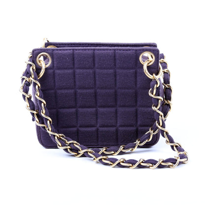 Chanel Chocolate Bar Chain Shoulder Quilted Jersey 7M Purple Bag