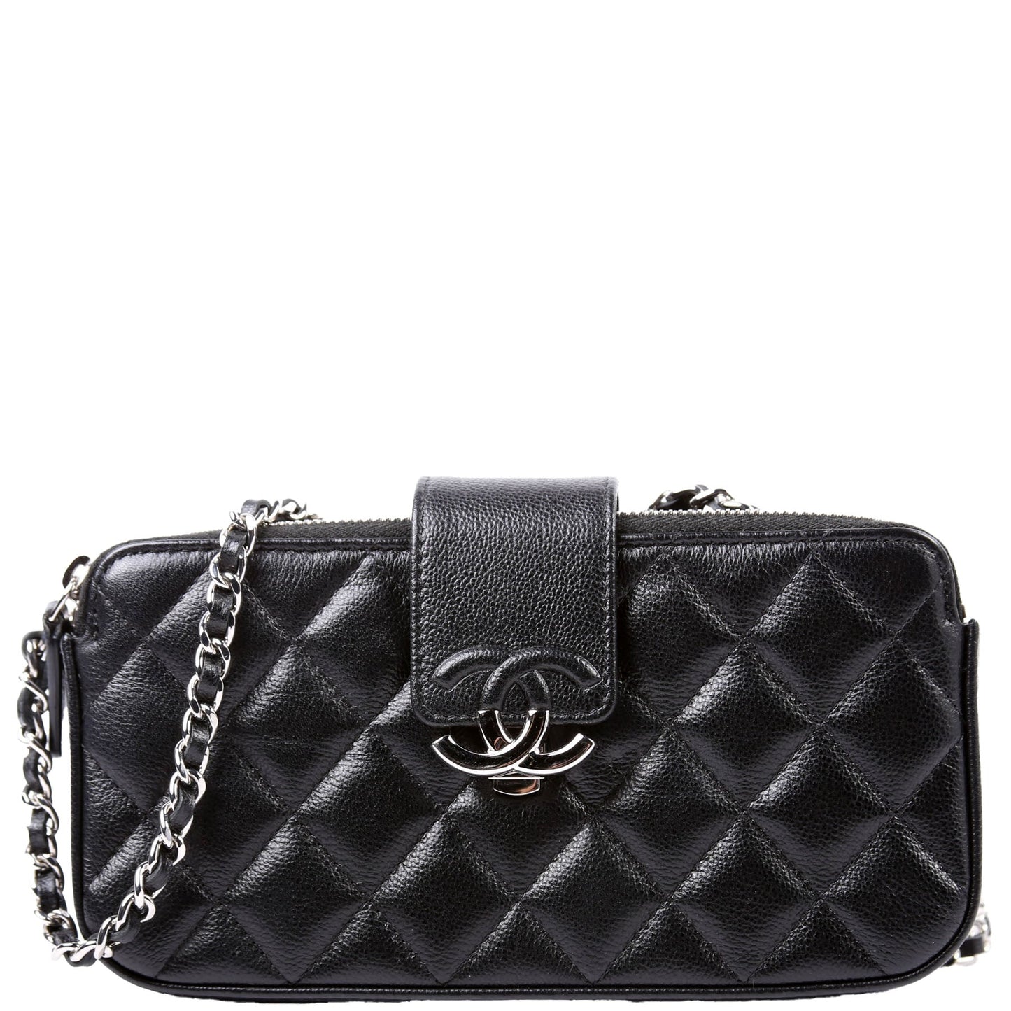 Chanel WOC CC Box Clutch Double Zip Grain Calfskin 29M Black Bag