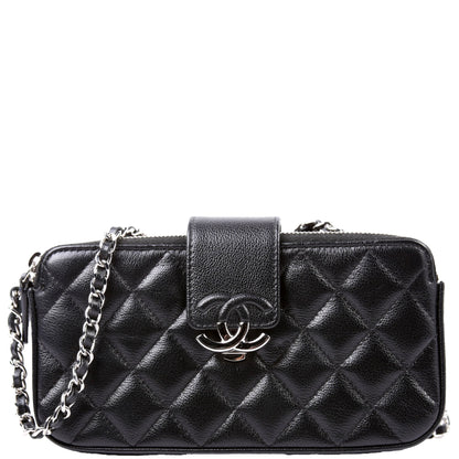 Chanel WOC CC Box Clutch Double Zip Grain Calfskin 29M Black Bag