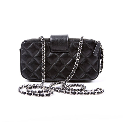 Chanel WOC CC Box Clutch Double Zip Grain Calfskin 29M Black Bag