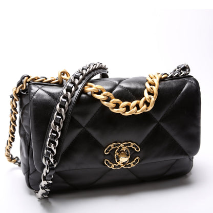 Chanel Quilted Goatskin 19 Medium Flap RFID Black Bag