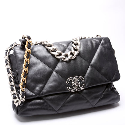 Chanel Quilted Goatskin 19 Large Flap RFID Black Bag