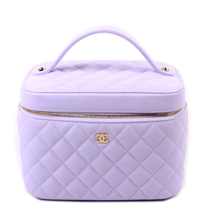 Chanel Vanity Pouch Large Quilted Caviar RFID Purple Bag