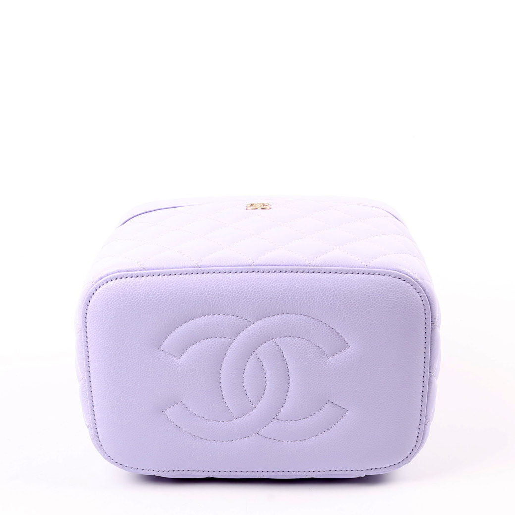 Chanel Vanity Pouch Large Quilted Caviar RFID Purple Bag