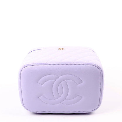 Chanel Vanity Pouch Large Quilted Caviar RFID Purple Bag