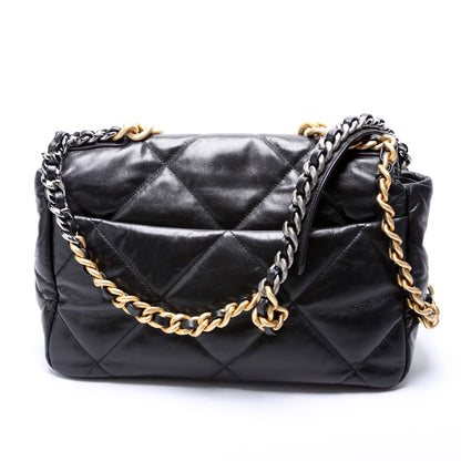 Chanel Quilted Goatskin 19 Large Flap 29M Black Bag