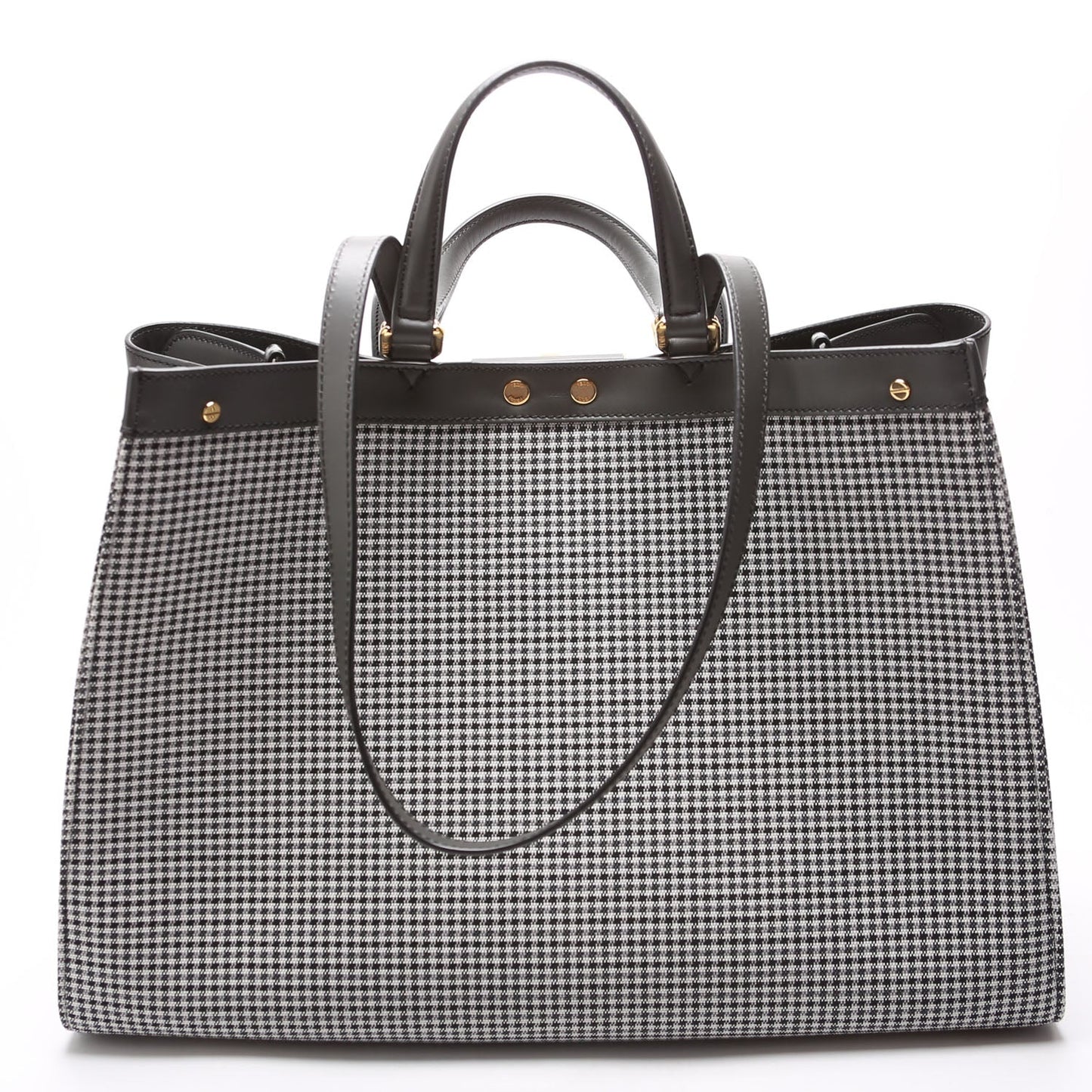Fendi 8BH374 Peekaboo FF Wool Houndstooth X-Tote Blue Bag
