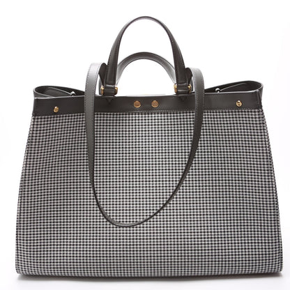 Fendi 8BH374 Peekaboo FF Wool Houndstooth X-Tote Blue Bag