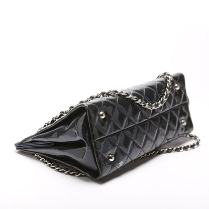 Chanel Petite Timeless CC Tote Quilted Patent 17M Blue Bag