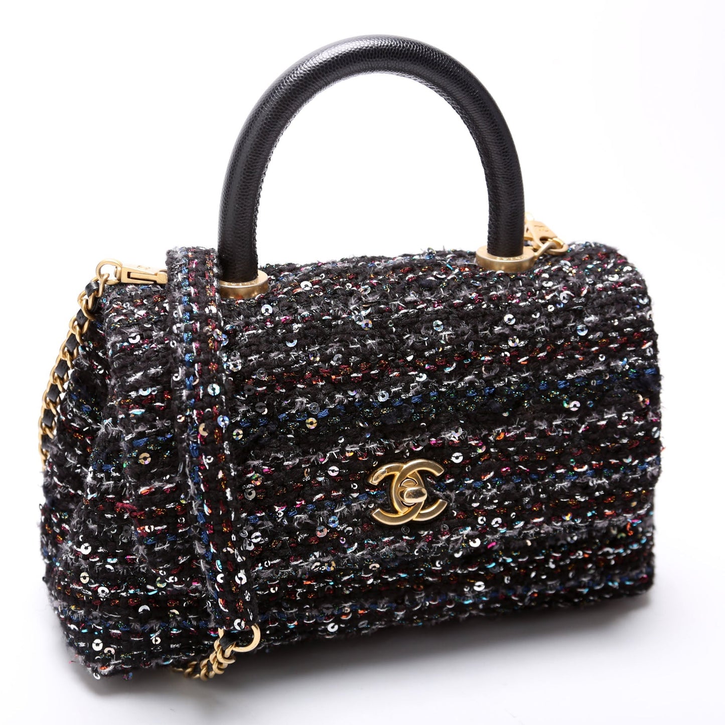 Chanel Coco Top Handle Extra Mini Tweed/Sequin 30M Black/Multicolor Bag