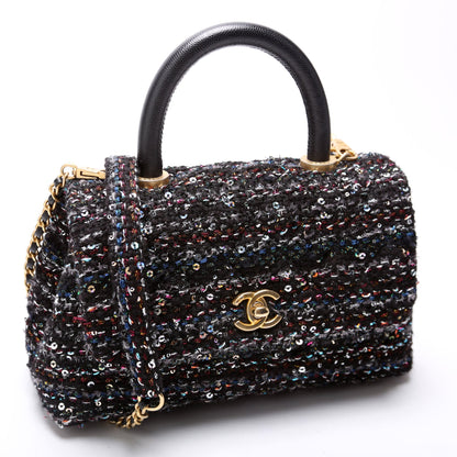 Chanel Coco Top Handle Extra Mini Tweed/Sequin 30M Black/Multicolor Bag