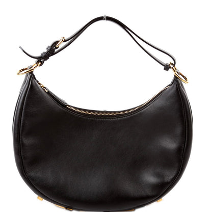 Fendi 8BR798graphy Small Leather Hobo Black Bag