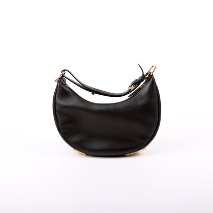 Fendi 8BR798graphy Small Leather Hobo Black Bag