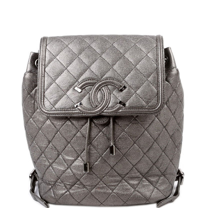 Chanel CC Filigree Backpack Metallic Caviar 26M Bag