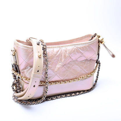 Chanel Gabrielle Hobo Small Calfskin Iridescent 25M Tan/Pink Bag