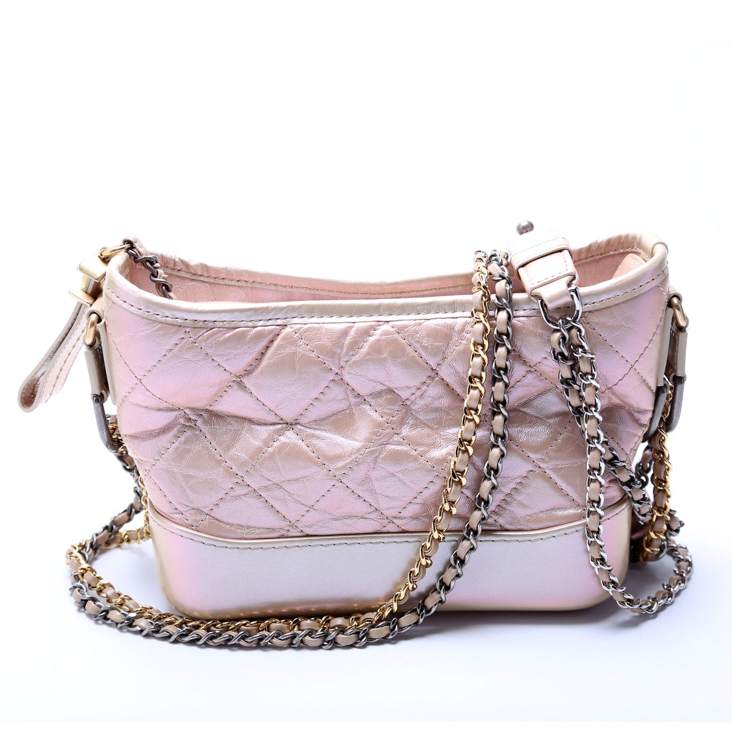 Chanel Gabrielle Hobo Small Calfskin Iridescent 25M Tan/Pink Bag