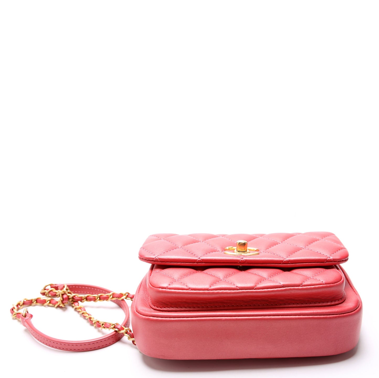 Chanel Quilted Calfskin Top Handle Metallic 29M Red Bag
