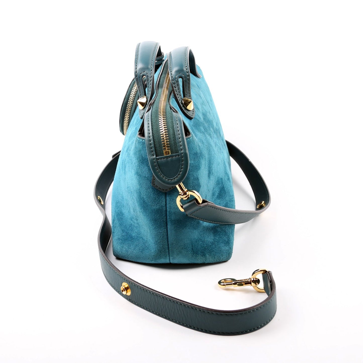 Fendi 8BL124 By the Way Medium Coin Pocket Suede Teal Bag