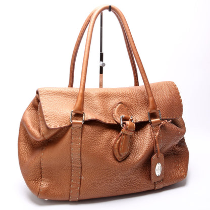 Fendi 8BR487 Linda Selleria Leather Medium Brown Bag