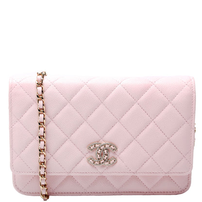 Chanel Wallet On Chain Crystal CC Quilted Caviar RFID Bag