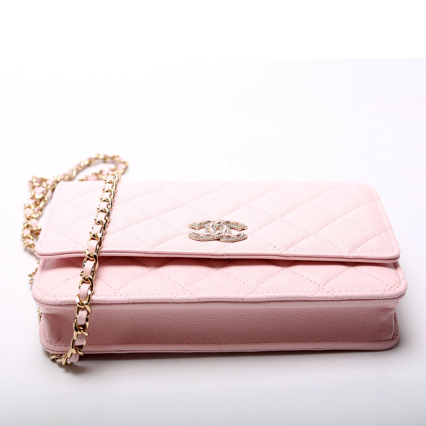Chanel Wallet On Chain Crystal CC Quilted Caviar RFID Bag