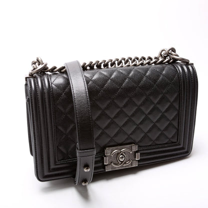 Chanel Boy Flap Medium New Caviar 25-28M Black Bag