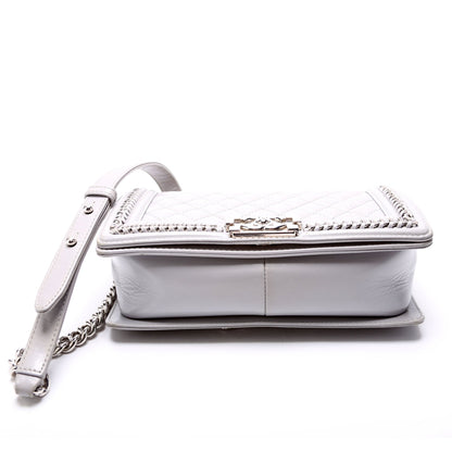 Chanel Boy Flap Medium Chain Around Quilted Lambskin 30M Grey Bag