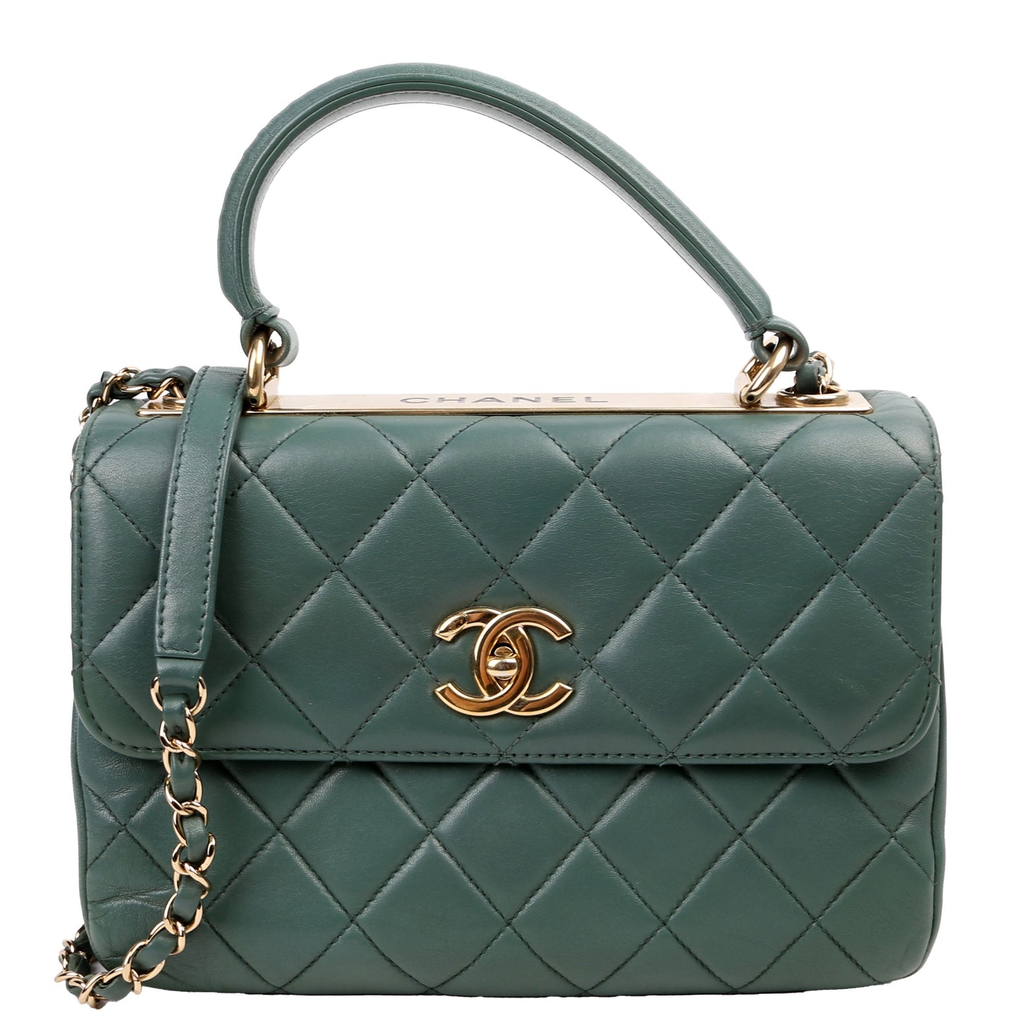 Chanel Trendy Top Handle Medium Lambskin 26M Green Bag