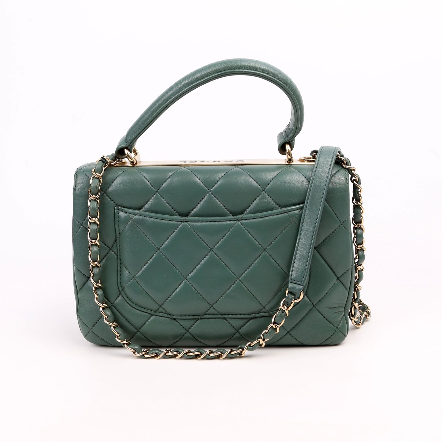Chanel Trendy Top Handle Medium Lambskin 26M Green Bag
