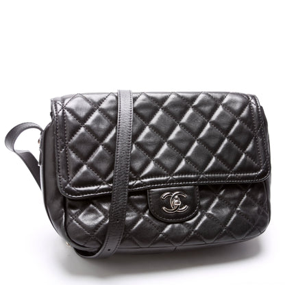 Chanel CC Flap Messenger Quilted Lambskin 24M Black Bag