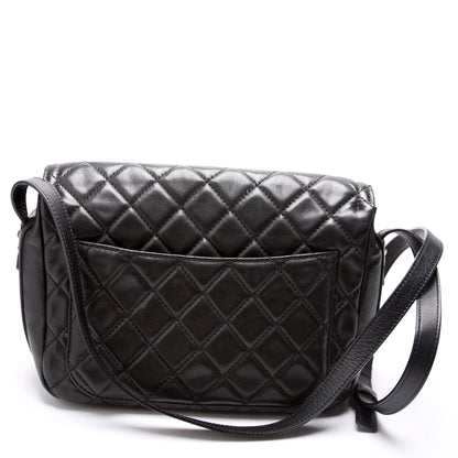 Chanel CC Flap Messenger Quilted Lambskin 24M Black Bag