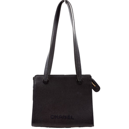 Chanel Logo Vintage Small Tote Black Bag