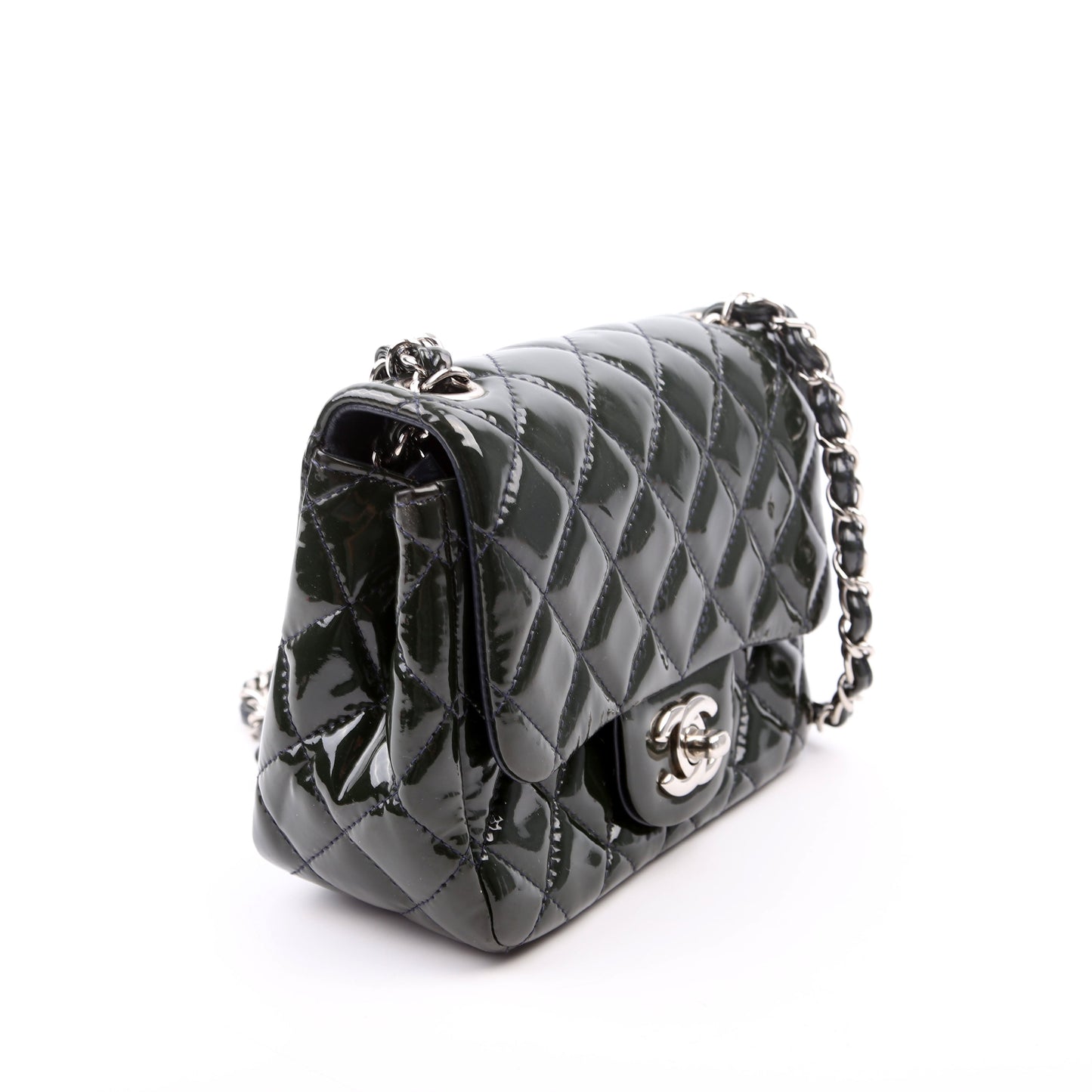Chanel Classic Flap Mini Square Patent 19M Green Bag