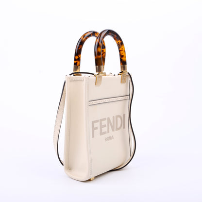 Fendi Mini Sunshine Shopper White Bag