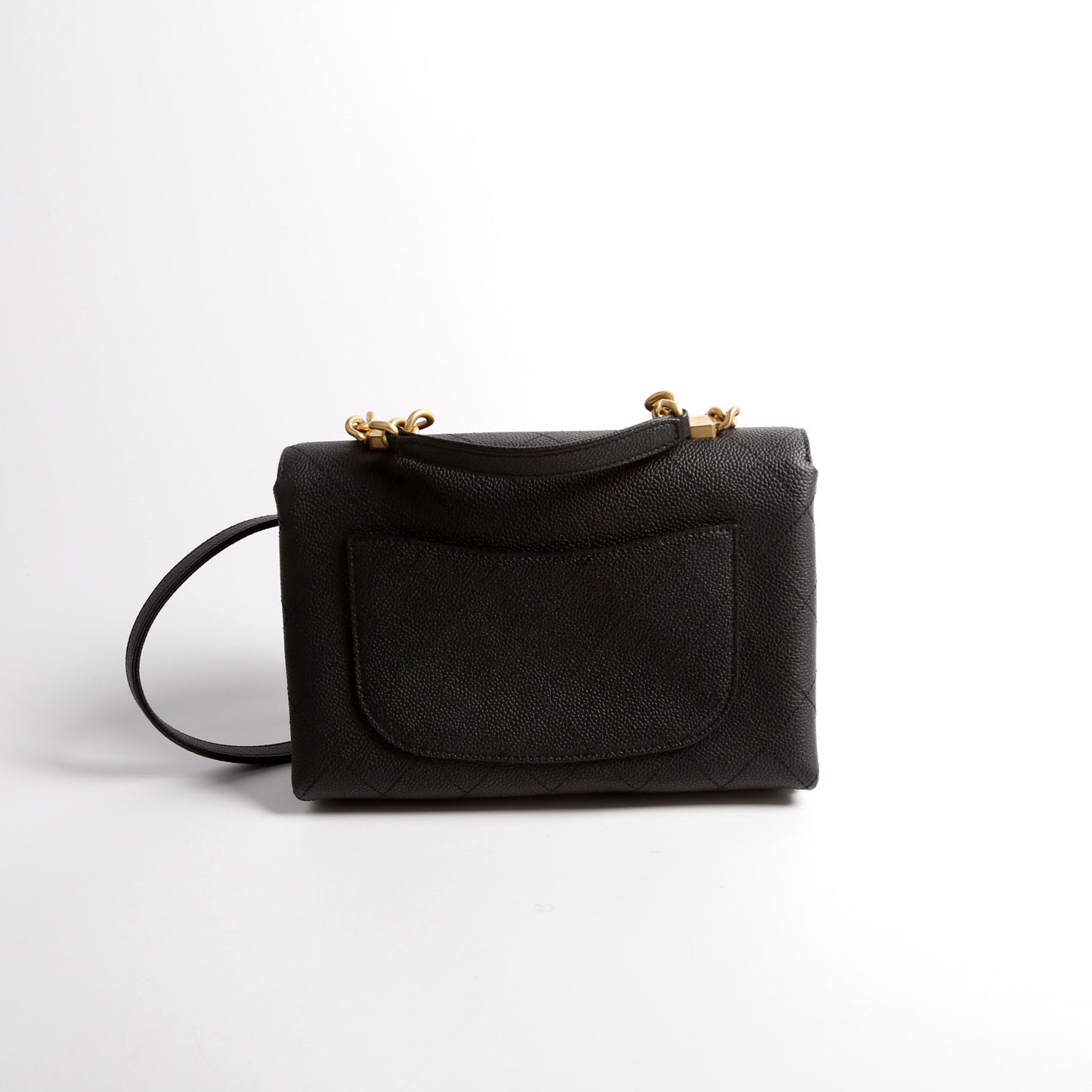 Chanel Quilted Caviar Diamond Top Handle Flap 30M Bag