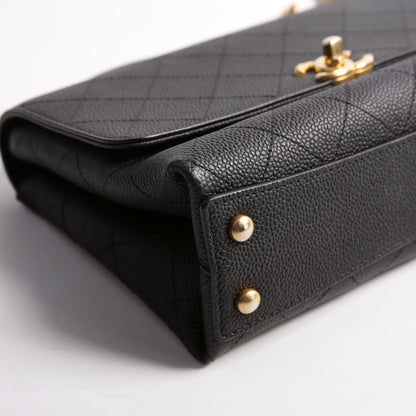 Chanel Quilted Caviar Diamond Top Handle Flap 30M Bag