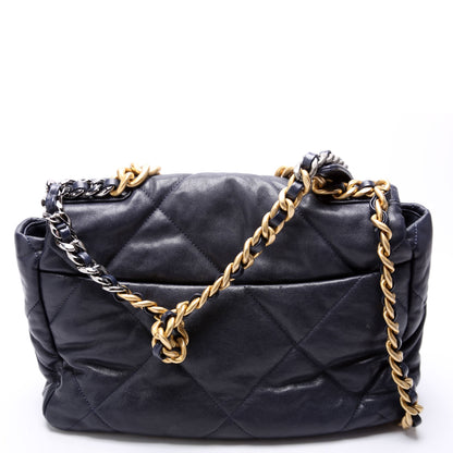 Chanel Quilted Goatskin 19 Large Flap 29M Blue Bag
