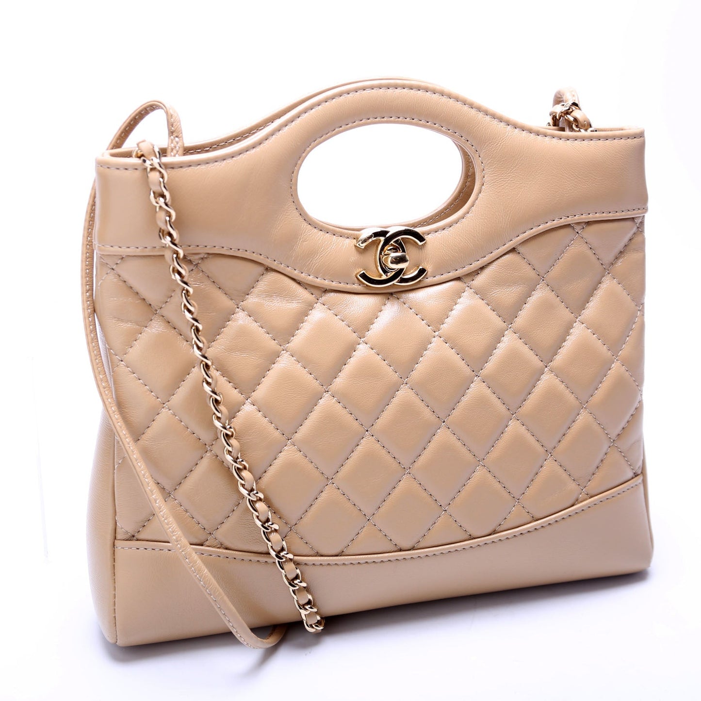 Chanel 31 Mini Shopping Shiny Calfskin Tan Bag