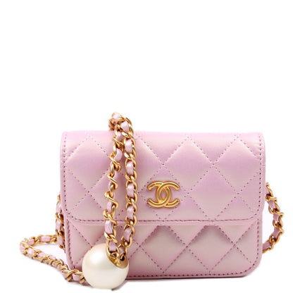 Chanel Clutch With Chain Pearly Lambskin Pink Bag