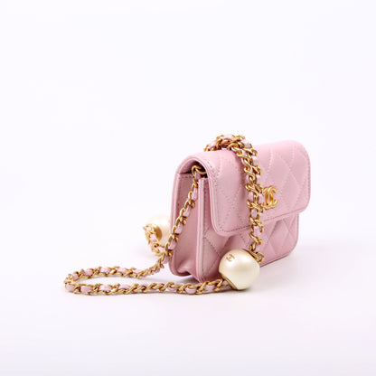 Chanel Clutch With Chain Pearly Lambskin Pink Bag