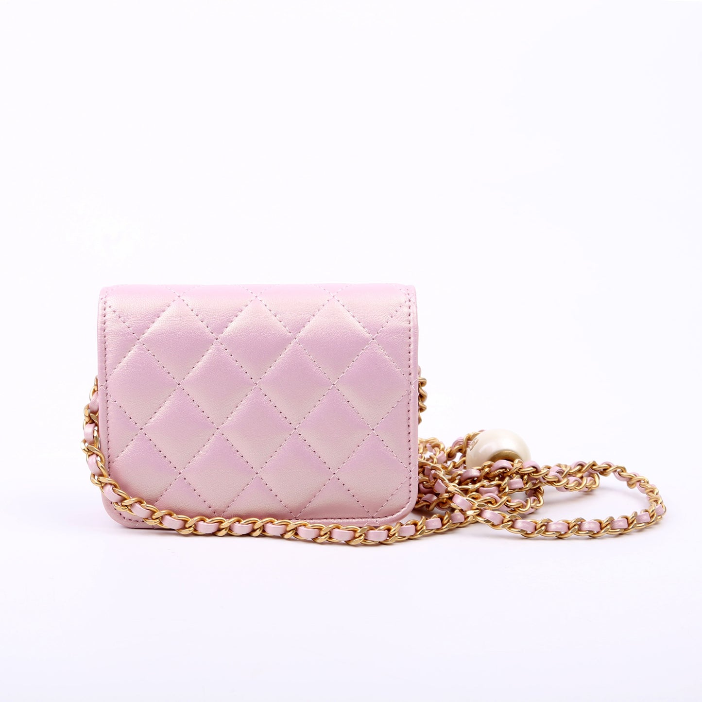 Chanel Clutch With Chain Pearly Lambskin Pink Bag
