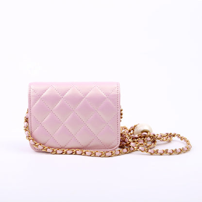 Chanel Clutch With Chain Pearly Lambskin Pink Bag