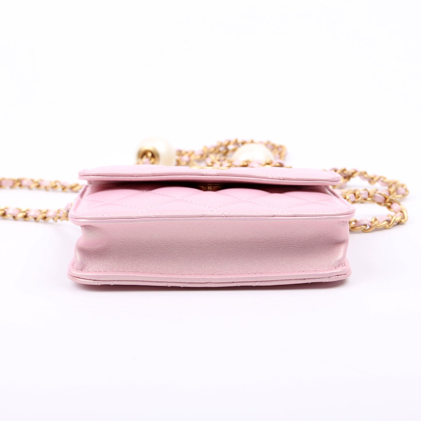 Chanel Clutch With Chain Pearly Lambskin Pink Bag