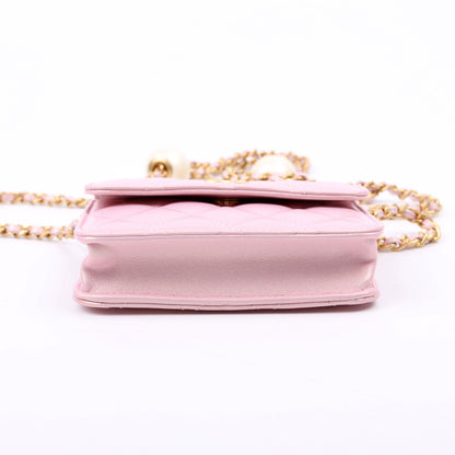 Chanel Clutch With Chain Pearly Lambskin Pink Bag