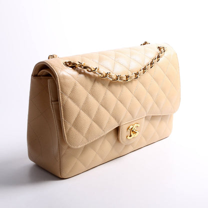 Chanel Classic Flap Jumbo Caviar 17-20M Nude Bag